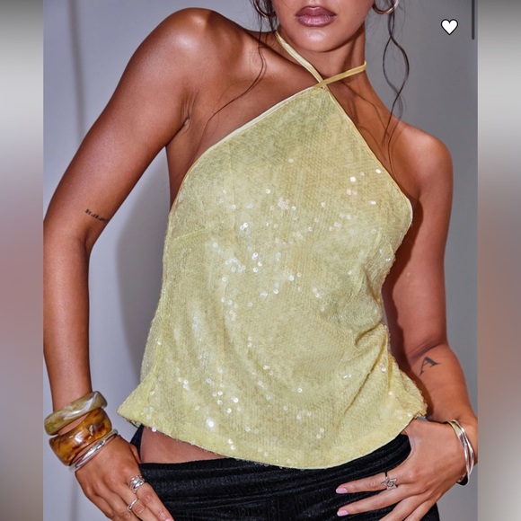 Princess Polly Sequin Halter Top - Picture 1 of 4